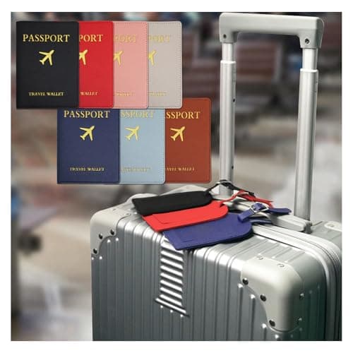 YMWALK Mr and Mrs Passport Wallet and Luggage Tag Set, PU Leather Travel Essentials for Couples, Cute Honeymoon Gift, Credit Card and Business Card Holder (Gray) — view 5
