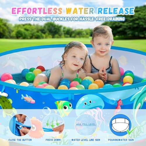 Baby Paddling Pool with Sun Shade UPF50+, Portable Pop up Beach Tent with Carry Bag, 4 in 1 Baby Pool with UV Sun Shelter Canopy, Summer Essentials for Beach Holiday Camping Picnics Travel — view 4