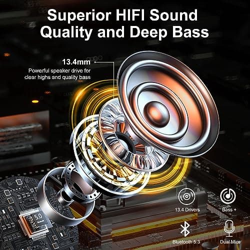 POMUIC Bluetooth Headphones, Wireless Earbuds with ENC Noise Cancelling Mic — view 2