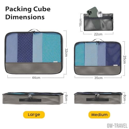 OW-Travel Packing Cubes for Suitcases, Grey M/L, 5 Pcs with Mesh Zip Pouch — view 4