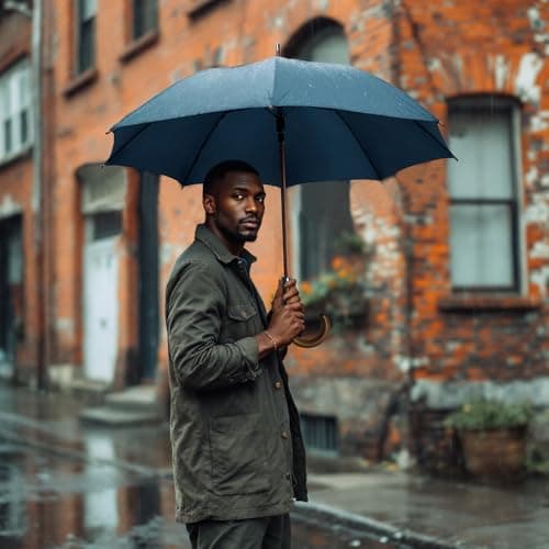 SoulRain 48" Large Umbrella–Golf Windproof Strong Stick Umbrellas,Wind Resistant Umbrella for Rain,Durable Travel&Rainproof Vintage Cane with Classic Wooden Handle for Mens & Women(Navy) — view 3