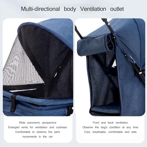 RUYICZB Breathable Foldable Jogger Stroller,Travel Puppy Stroller with 360° Rotating Sturdy Wheels,Pet Stroller with Rear Storage Bag and Visible Mesh,Yellow — view 4