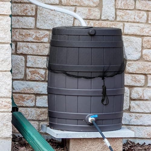 Barrel Net Cover - Bucket Tank Protector Mesh with Drawstring Eaves Protector for Outdoor Garden | Water Catcher to Prevent Fallen Leaves Tool Rain Leaf Filter with Drawstring for Reg — view 2