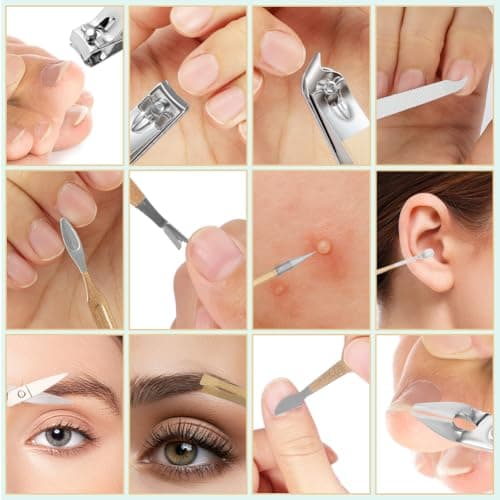 ALIIP Nail Clippers 12-Piece Manicure Set, Rose Gold Nail Clipper Kit with Premium Leather Case, Professional Nail Grooming Set with Cuticle Nipper, Portable Travel Nail Care Kit for Women — view 4
