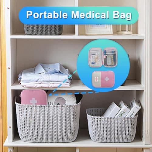 DHSWNNG 2 PCS First Aid Bag Empty, Mini First Aid Kit Portable Medicine Bags Waterproof Medicine Travel Storage Bag First Aid Pouch for Hiking Camping (2 Sizes, Pink) — view 3
