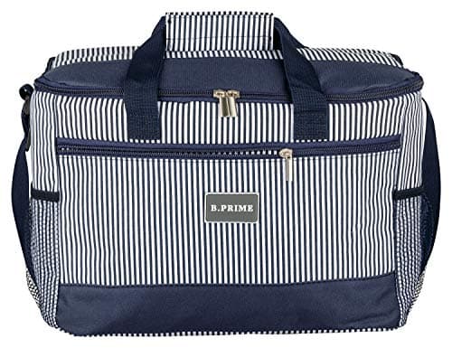 B.PRIME Large 20 litres Insulated Cool Bag - 36 x 26 x 22 cm - Lunch Cooler Bag - Insulated Lunch Bag - Navy Blue/White Striped — view 4