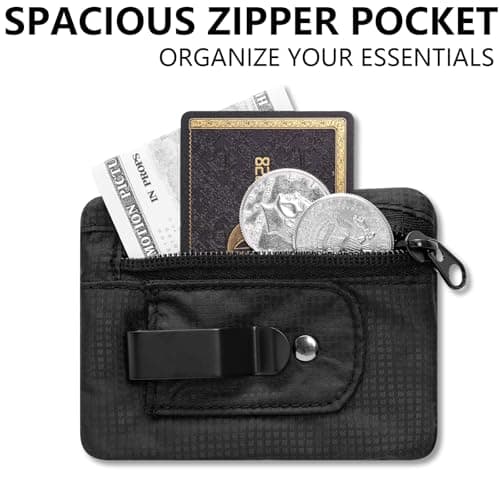 KOSMCCO RFID Blocking Clip Stash Pocket, Compact Hidden Travel Belt Wallet for Cards & Cash - Slim Pickpocket-Proof Design for Everyday Carry, Black — view 2