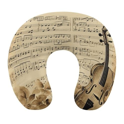 FekiLoot Music Notes on Old Paper Neck Pillow Soft U Shaped Travel Pillow Portable Headrest Neck Support Cozy Memory Foam Pillows for Airplane Car Home Office Sleeping Essentials