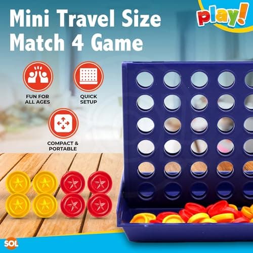 SOL 1pk Mini Travel Match 4 Game - Multi Game Pocket Board — view 3
