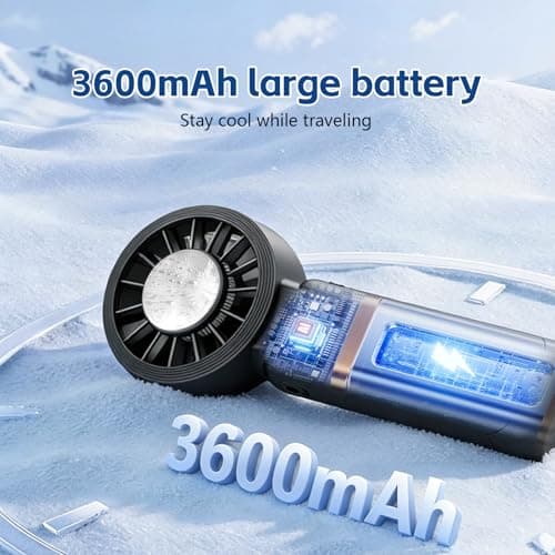 VanSmaGo Portable Handheld Turbo Ice Cooling Fan,3-in-1 Neck Fan for Travel,Tiefschwarz — view 4