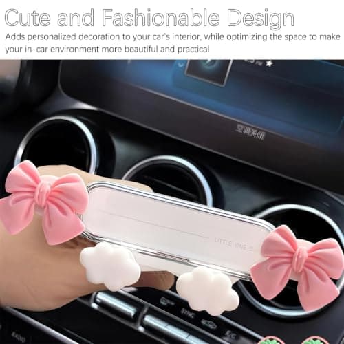 Sixfox Kawaii Car Phone Holder, Pink Bow Universal Car Air Vent Mount for Smartphones Women and Girls — view 2