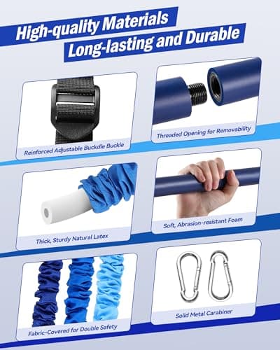 ALongSong Resistance Band Set Men with Handle & At home Pilates Bar Workout Equipment, 6 Exercise Bands 20-240Lbs/30-240LBS Optional & Door Anchor For Home Gym Fitness Equipment — view 5