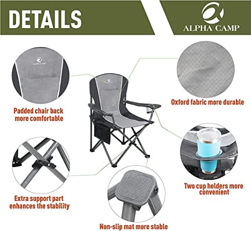 ALPHA CAMP Camping Folding Chair for Heavy People Portable Heavy Duty Chair — view 4