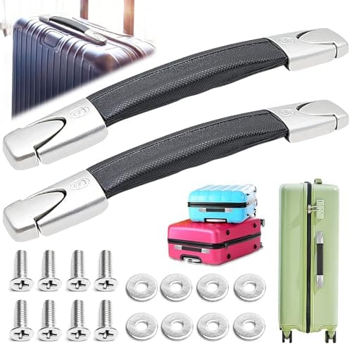 Begpoee 2 Pieces Luggage Case Handle Suitcase Carrying Grip for Repairing, Luggage Handle Replacement, With Screws and Washers, For Suitcases, Travel Suitcases, Tool Boxes(23cm, Black + Silver)