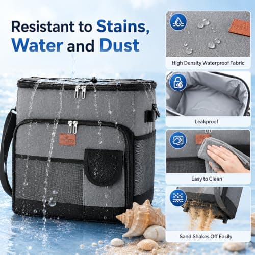 Cool Bag, 50L Large Cooler Box on Wheels, Leakproof Insulated Cooler Bag with Stable All Terrain Cart & Handle, Portable Wheeled Picnic Thermal Bag for Camping Beach Fishing Grocery Shopping Travel — view 5
