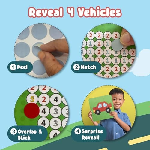 Binca Dotties Vehicles Dot Art Activity Kit — On The Go | 750+ Stickers | Mess-Free Travel Activity for Kids Ages 4-7 | Craft Kit for Boys | Plane & Car Journey Activity — view 3
