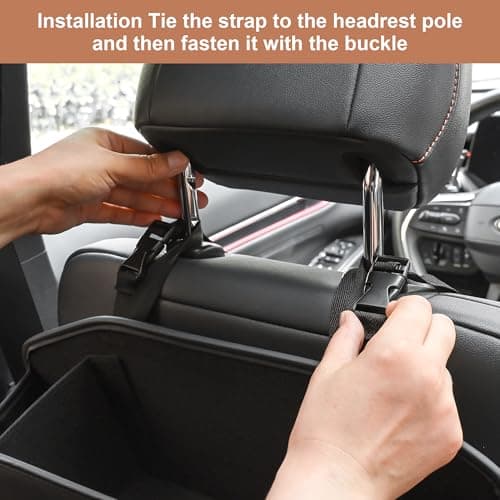 Qirc Car Seat Back Organizer with 2 Cup Holder, Headrest Backseat Hanging Storage Box with Hooks, Multifunctional Car Rear Seat Tissue Box Storage for Home and Travel (Black) — view 4