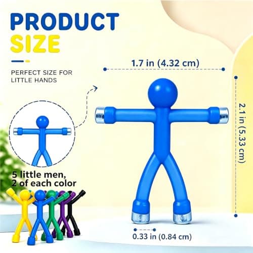10 Pack Magnetic Men, Magnetic Toys, Portable Magnetic Travel Toys, Magnetic People, Magnet Fidgets, Bendable Magnetic Men Fidget Toys For Whiteboard, Fridge Decor & Travel Entertainment — view 2