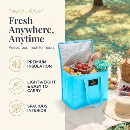 Adalex Global 16L Cool Bag Cooler Bag and Cooler Box, Insulated Food Delivery for Uber Eats, Thermal for Hot and Frozen Food, Picnic and Grocery Delivery, Freezer Shopping (30x18x30cm 16l Blue, L) — view 5