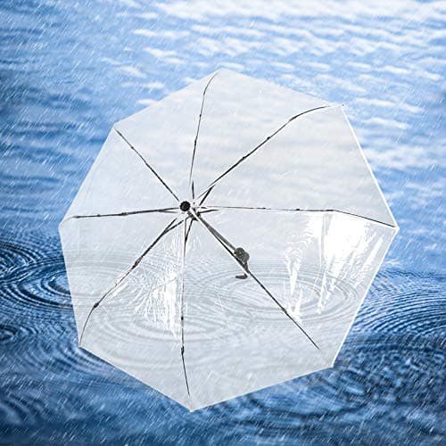 Tiiyee Clear Auto Umbrella, Windproof Transparent Folding, Compact Travel — view 5