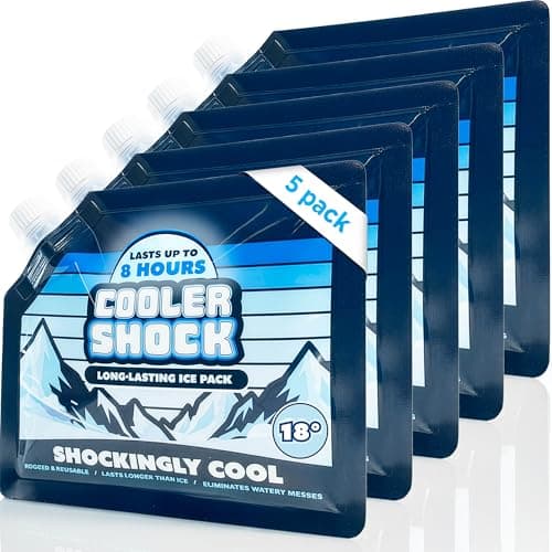 Cooler Shock Reusable Ice Packs for Cooler (6.5"x7.5") - Long Lasting Cold Freezer Packs for Coolers, Lunch Boxes - for Camping Gear, Fishing, Road Trips, Beach Must Haves