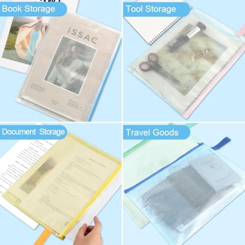 OFFCUP Plastic Wallets, 15PCS A3 A4 A5 Zipper Bags with Label Pocket — view 6