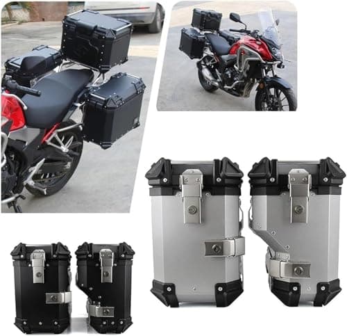 38L Motorcycle Aluminum Side Box, 1 Pair Silver Universal Panniers, Quick Release Waterproof Shockproof Saddle Side Storage Luggage for Motorcycle with Rear Luggage Rack — view 6