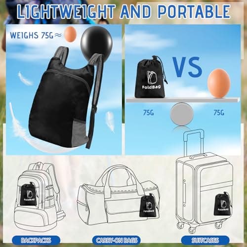 Bulyoou 6 Pack Cruise Lightweight Packable Backpack 20L Hiking Daypacks Water Resistant Foldable Backpack for Women Men Travel Camping Outdoor, 6 Colors, Sapphire, Rose Red, Navy, Gray, Bright Red, — view 4