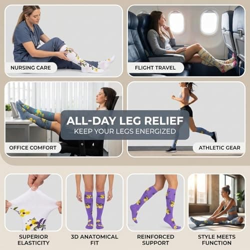 LEOSTEP Compression Socks 6 Pairs for Women Men, 20-30mmHg Support — view 5