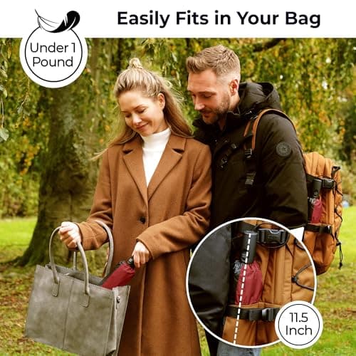 TUMELLA Strongest Windproof Travel Umbrella (Compact, 100MPH Wind-Tested), Light, Portable, One-Handed Use, Automatic Folding Rain Umbrella, Durable, Premium Grip, Fits Car & Backpack — view 2