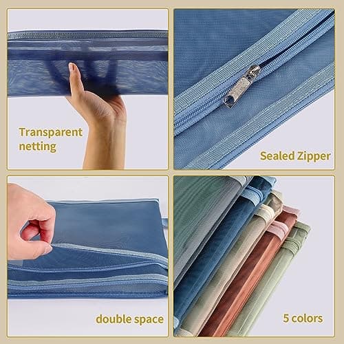 Colored Mesh Zipper Pouch Bags, 5pcs A4&5pcs A5 Toy Storage & Organization — view 6