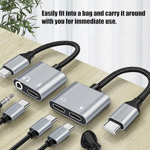Qusinfc Portable Type C Headphone Charging Adapter Metal Housing Design With Noise Cancelling For Smart Devices Travel Type C To Adapter — view 2