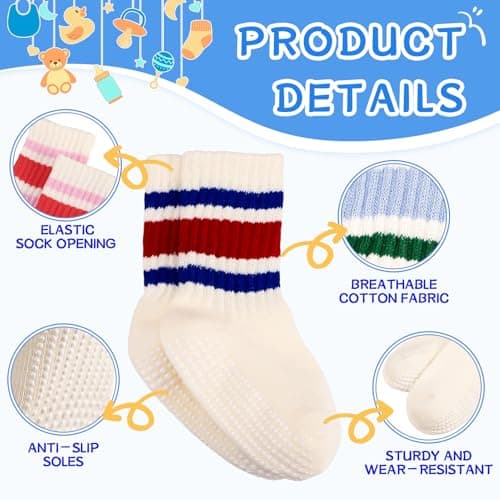 Zuimei 6 Pairs Toddlers Anti-Slip Socks with Grip Baby Non-Slip Sock — view 4
