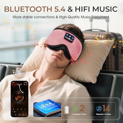 MUSICOZY Cooling Sleep Mask Headphones 3D 100% Blackout for Side Sleepers — view 6