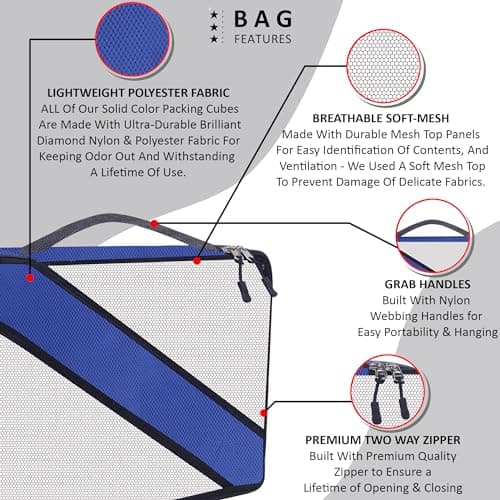 TRIP ON GO Packing Cubes For Travel Organizer Clothes Laundry Compression Suitcase Luggage Storage Travelling Pouches Bags Organiser, Polyester (Advance Large- Pack of 4, Navy Blue) — view 3