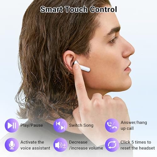 Wireless Earbuds, Bluetooth 5.4 Headphones with 42H Ultralight Ear Buds,Bluetooth Earbuds with 4 ENC Noise Cancelling Mics, HiFi Deep Bass Dual LED Display USB-C, Waterproof Earphones for Android iOS — view 5