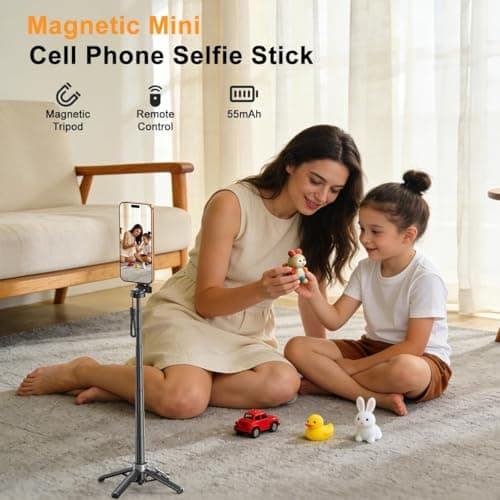 Upgrated 5-in-1 Magnetic Selfie Stick with Remote — view 4