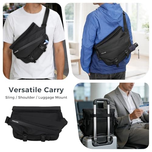 POCDUORG Electronics Organizer Sling Bag for Men & Women, Waterproof Tech Crossbody Bag for 13" Laptop & 11" iPad, Travel EDC Shoulder Bag with Magnetic Buckle (11" Tablet Size) — view 2