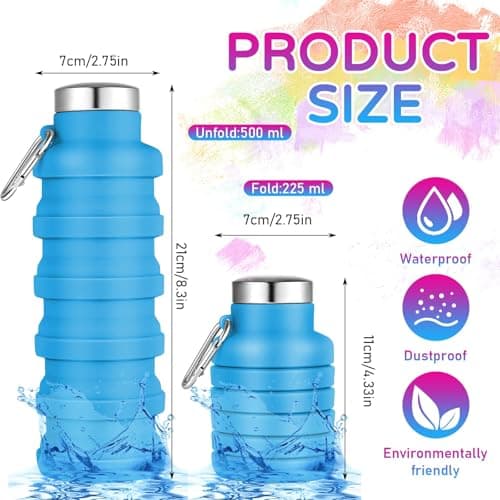 8 Pack Collapsible Water Bottles for Kids, Silicone Sport Travel Bottle — view 2