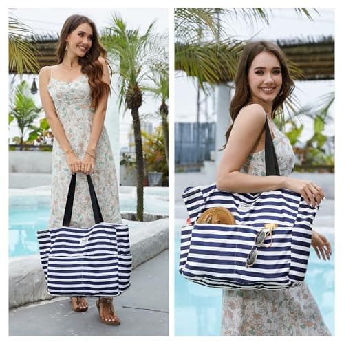 HOMESPON Large Waterproof Beach Bag for Women, Zippered Pool Tote — view 2