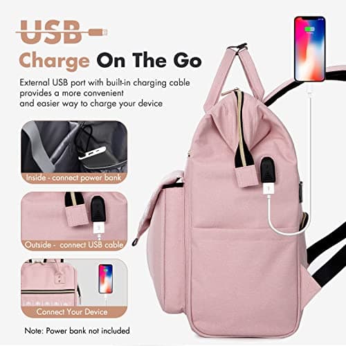 Lekesky Backpack Women Laptop Rucksack Bag15.6 Inch Computer Backpack School Bag for Travel Business College Women Men-Pink — view 5
