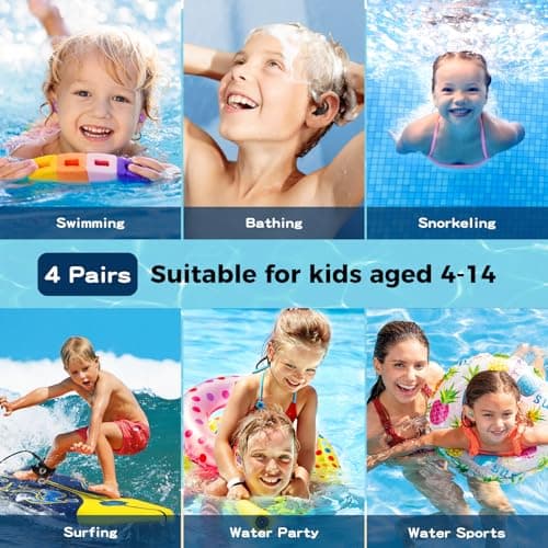 Swimming Ear Plugs for Kids,4 Pairs Reusable Silicone Ear Plugs Swimming — view 4