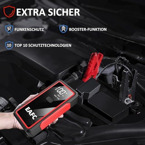 EAFC 2000A Jump Starter Power Bank 12V Car Battery Booster - Portable Starter for Cars, Trucks, Motorcycles - With LCD Display, LED Lamp, Smart Cable & USB-C - Ideal for Winter, Travel & Emergencies — view 6
