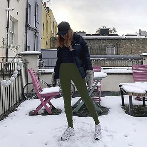 Jamron Women's Fleece Lined High Waist Leggings Winter Thermal Leggings Trousers Yoga Pants Army Green SN0711181 S/M — view 3