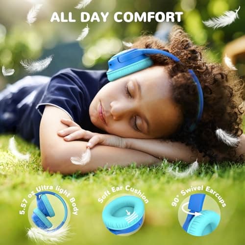 iClever BTH18 Kids Headphones Wireless with LED Lights 43H Playtime Travel — view 6