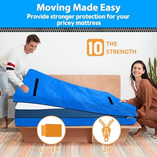 Mattress Bags for Moving and Storage Size (208x160x38cm),Extra Thick Mattress Cover for Moving with 8 Strong Handles & Zipper,Reusable Waterproof Professional Grade Mattress Storage Bag — view 6