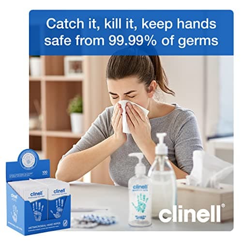 Clinell Antimicrobial Hand Wipes - Pack of 100 Individually Wrapped Sachets - Sanitising Wipes, Ideal for Travel - Dermatologically Tested, Kills 99.99% of Germs — view 3