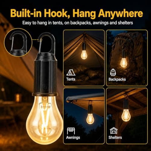 Rechargeable Camping Lights Remote Control,5 Pack Remote Camping Lanterns with 3 Brightness Levels and Timer,USB Waterproof Hanging Tent Lights,Portable Camping Lamps for Tents — view 5