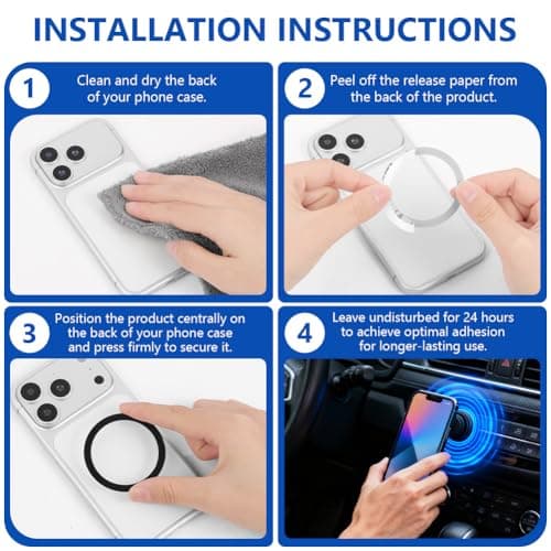 ABOHU Metal Plates for Mobile Magnetic Mount, 6 Pack Thin Metal Plate for Magnetic Car Phone Holder, Universal Replacement Plate Metal Disc with Strong Adhesive for Car Mounts — view 6