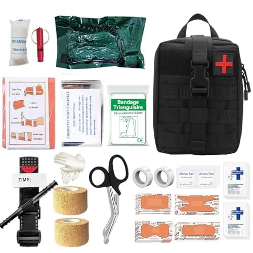 Mineup 54 PCS First Aid Kit, Emergency Trauma Kit First Aid Bag, Jumbo Trauma Bag, First Aid Molle Pouch for Home & Workplace Includes Bandages, Tourniquet & Essentials for Everyday Situations(Black)